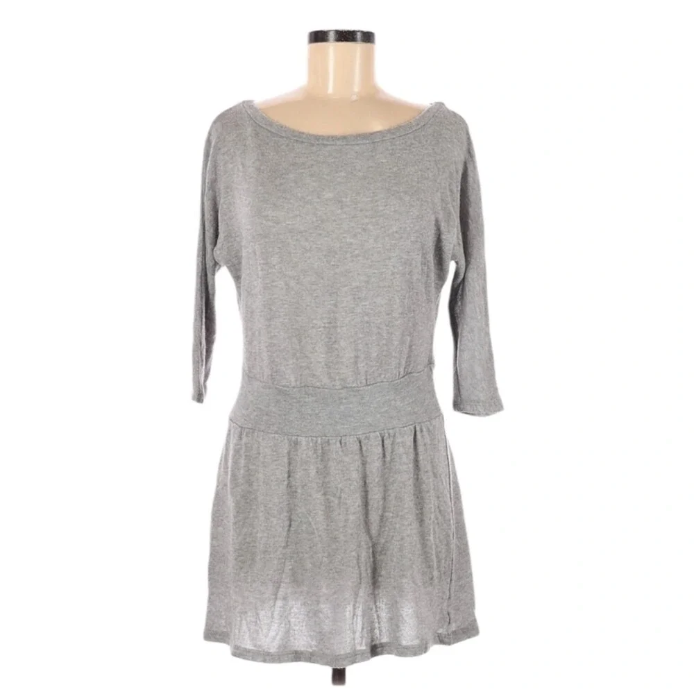 Y2K Sweater Dress Gray S Lightweight Layering Sexy‎ Scoop Neck Whimsigoth Grunge